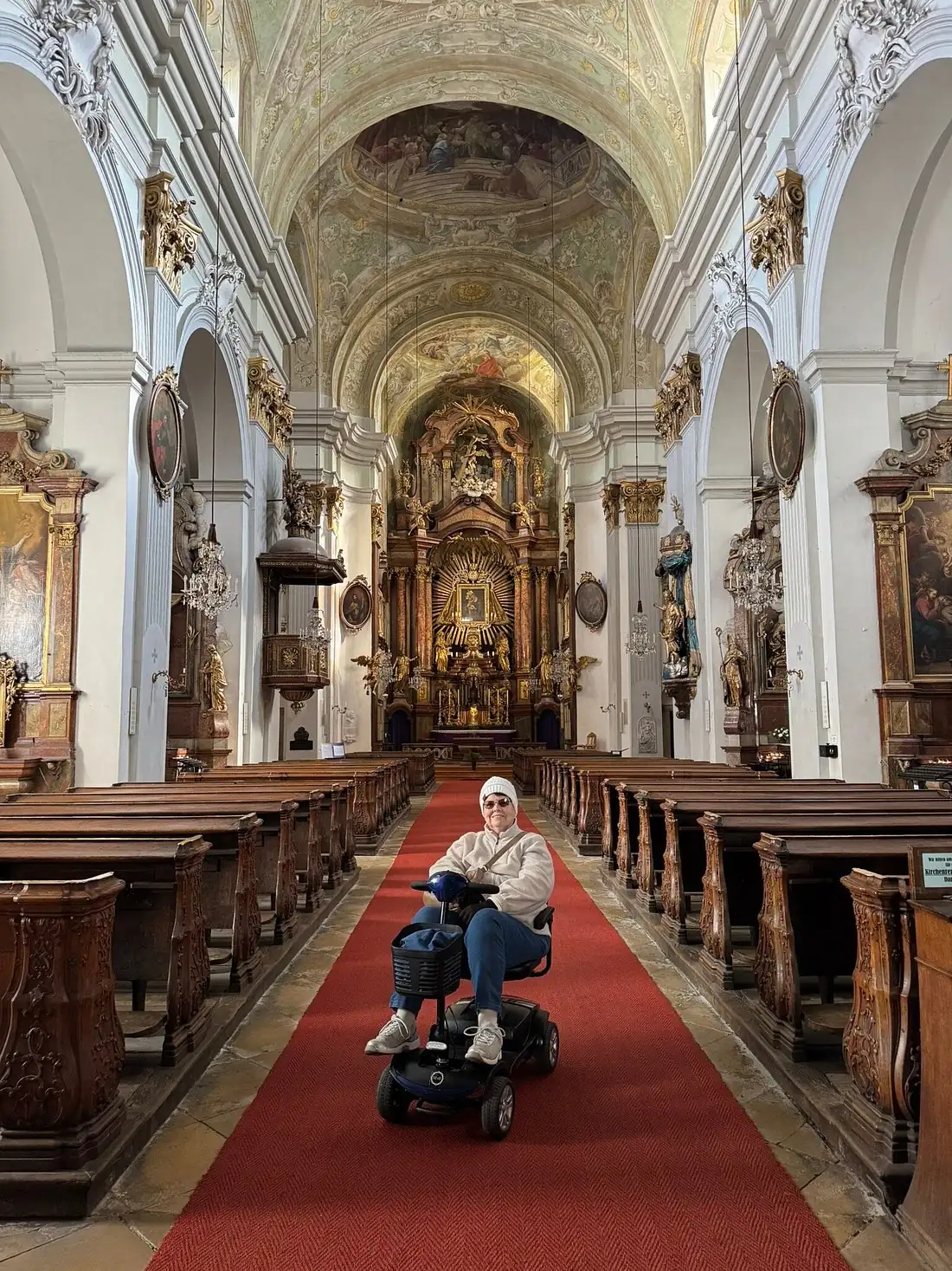 Mobile4Ever customer on a mobility scooter at Baroque Splendor